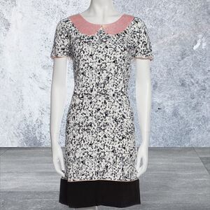 Giles Print Dress With Glitter Faux Collar & Details